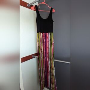 Black Top Colorful Print Maxi Dress